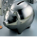 Brushed Pewter Finish Pig Bank